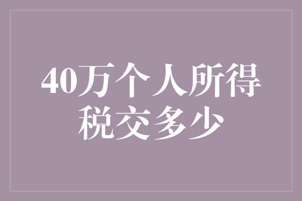 40万个人所得税交多少