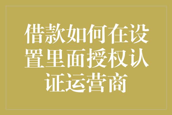 借款如何在设置里面授权认证运营商