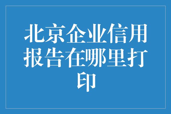 北京企业信用报告在哪里打印