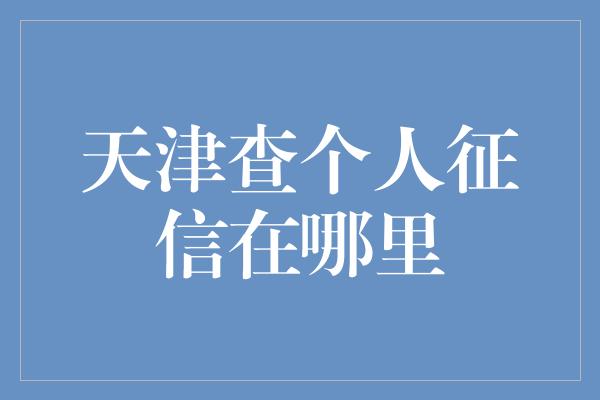 天津查个人征信在哪里