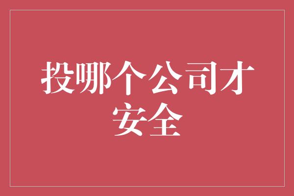 投哪个公司才安全