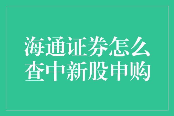 海通证券怎么查中新股申购