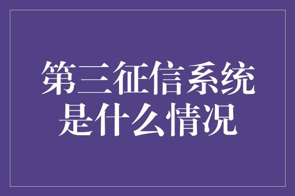 第三征信系统是什么情况