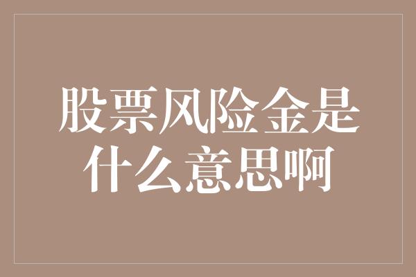 股票风险金是什么意思啊