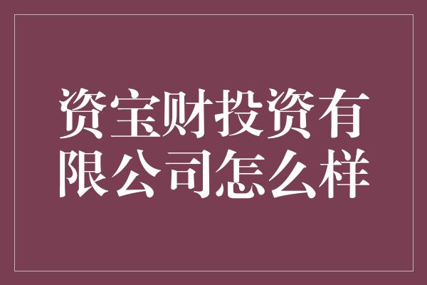 资宝财投资有限公司怎么样